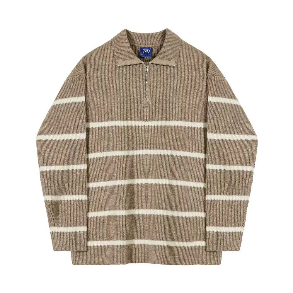 Hilarius™ | Striped Half Zip Sweater